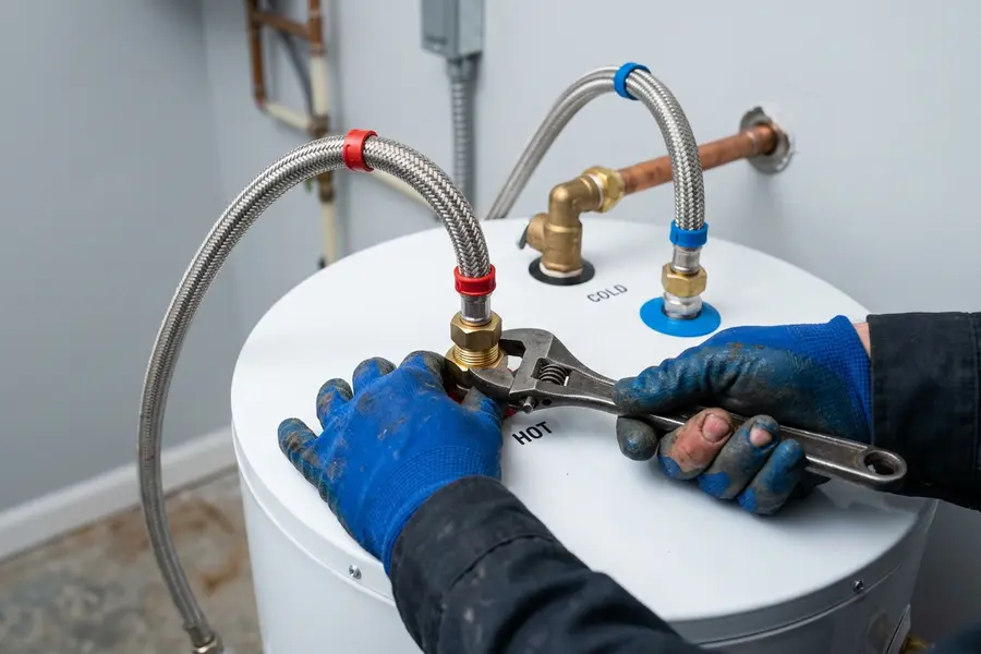 Water Heater Jockey technician installing a new water heater in Ballston Spa